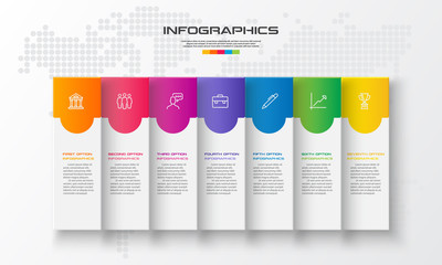 Business infographics template 7 steps rectangle,Vector illustration.