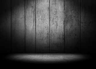 Wall Mural - black background with wood for product show with Elegant light , dark and gray abstract wall and studio room wooden background.