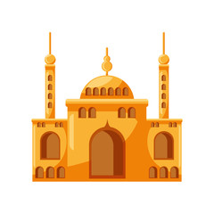 Wall Mural - muslim temple, mosque building on white background