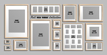 Full Collection Of IKEA Ribba Photo Frames. Real Sizes. Vector Set Of Wooden Picture Frames With White Passepartout