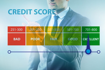 Businessman in credit score concept