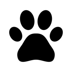 Animal icon flat vector. Black print paw trace isolated on white