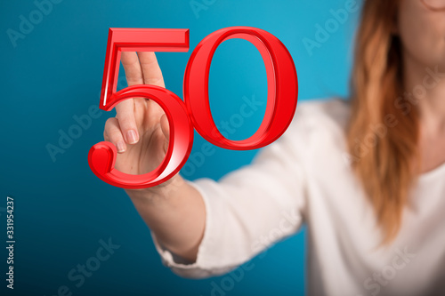 50 Anniversary 3d numbers. Poster template for Celebrating 50 anniversary event party.