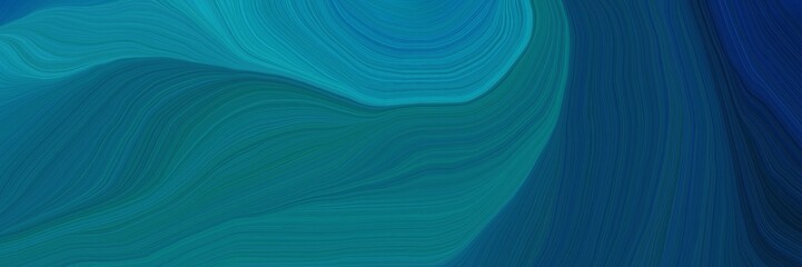 Poster - modern beautiful futuristic banner with teal, midnight blue and very dark blue color. curvy background design