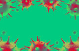Fototapeta  - Colorful banner with 3d render of covid-19 virus. Coronovirus background for the message. Paste the information into the empty space.