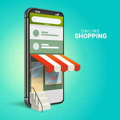 3d online shopping on websites or mobile applications concepts of vector marketing and digital marke