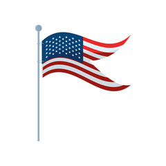 Wall Mural - united states flag on white background