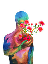Love Heart Mind Mental Kindness Human Art Abstract Spiritual Health Watercolor Painting Illustration Design