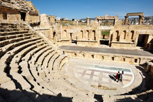 Amphitheater In The Ancient Roman City In Jerash, Jordan