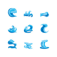 Sticker - set of ocean waves with curling