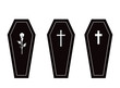 Macabre Coffin Black and White Halloween Icon Vector Graphic Set of Three 