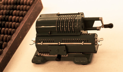 arithmometer, old and retro computer for mathematical calculations