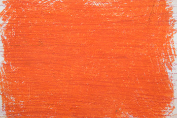 Poster - orange vax crayon on white paper background texture