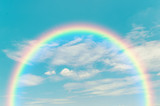 Fototapeta Tęcza - Retro sky and clouds with rainbow