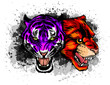 Set of Cat Tiger and Lion Vector and Icon