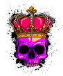 Vector illustration human death skull in crown with roses