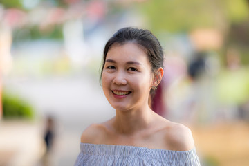 Portrait of cute asian girl close up.