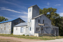 Old Grain Silo In Downtown Crawford Nebraska, Northwestern Portion Of State