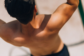 Wall Mural - Athlete warming up and preparing for workout