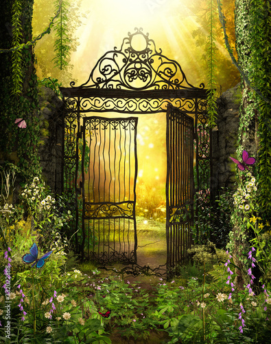Obraz Dibond Iron Gateway to a Secret Garden