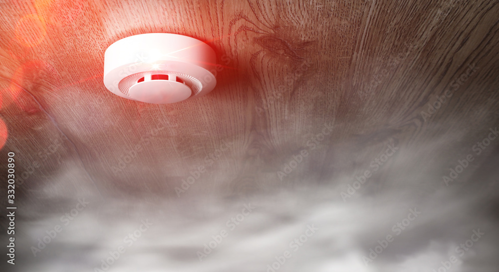 fire alarm sensor on a wooden Stock Photo | Adobe Stock