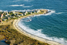 Aerial View Of Ocean-front Homes On Coast Of Maine, Near Walker-Point, Summer Home Of President George H. W. Bush