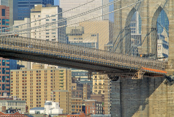 Fototapete - Brooklyn Bridge with Manhattan in background, New York City, NY