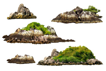Wall Mural - The mountains on the island and rocks with a white background.Used in the design of advertising media, architecture