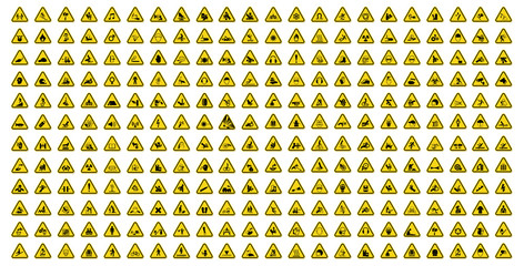 warning hazard symbols labels sign isolate on white background,vector illustration