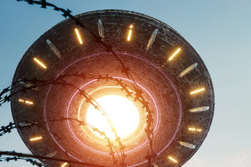 Wall Mural - ufo spaceship in the sky. extraterrestrial life, aliens