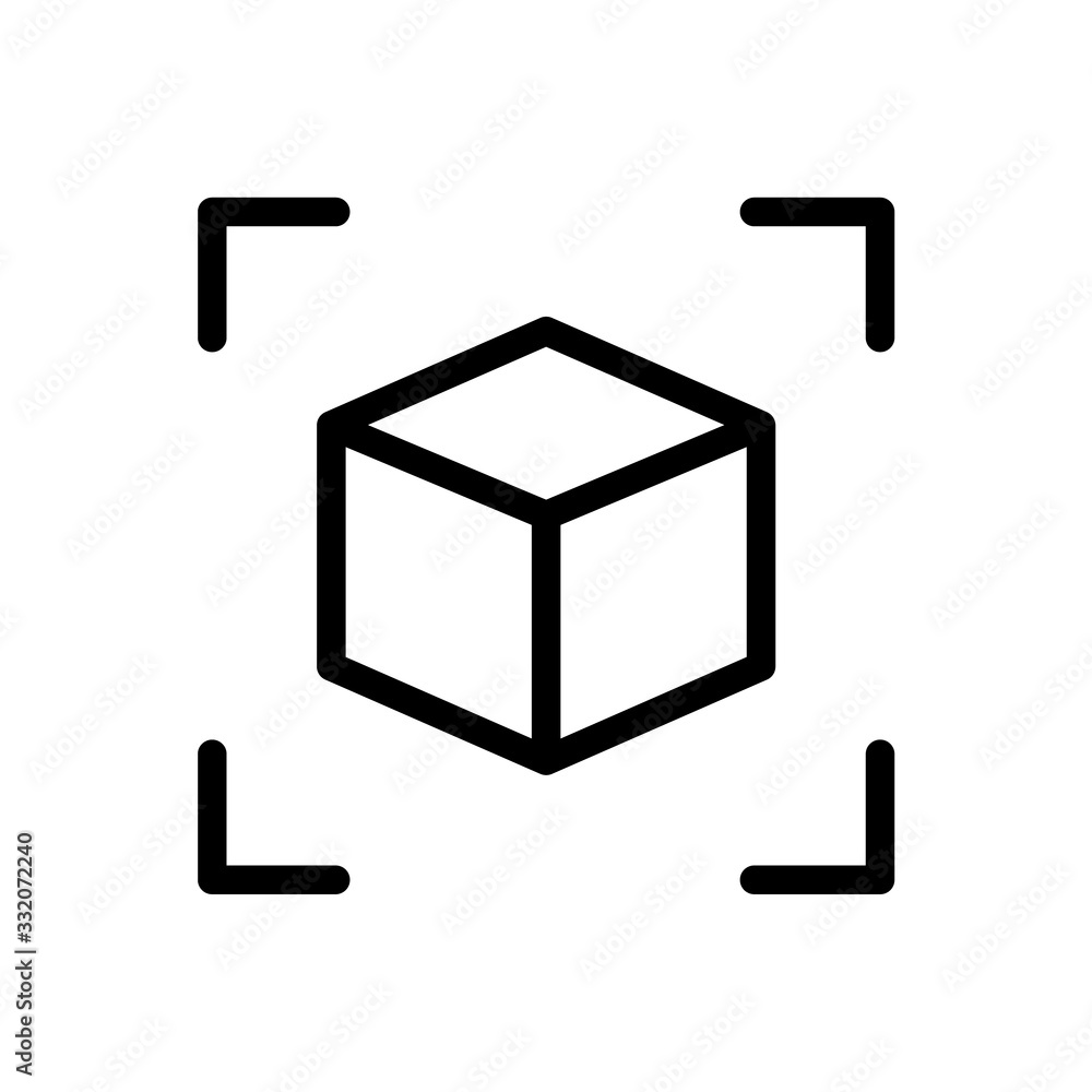 Augmented reality 3d object outline vector icon isolated on white ...