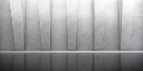 Aufkleber - Abstract of concrete space with sun light cast the shadow on the wall ,Geometric structure, Museum space,Perspective of brutalism  architecture,3d rendering.	