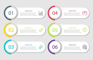 Vector infographic design template with 6 options