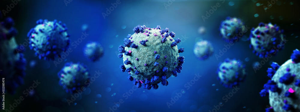 Coronavirus Covid-19 background - 3d rendering - obrazy, fototapety, plakaty 