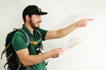 Young man prepared to travel.