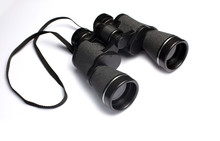 Black Binoculars On White Background.