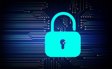 Closed Padlock on digital background, cyber security