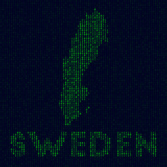 Naklejka na meble Digital Sweden logo. Country symbol in hacker style. Binary code map of Sweden with country name. Appealing vector illustration.