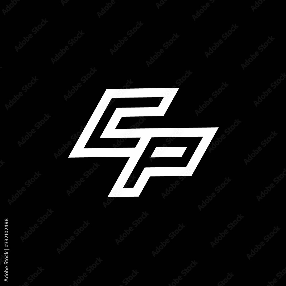 CP logo monogram with up to down style negative space design template ...