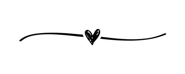hand drawn elegant shape heart with cute sketch line, divider shape. love doodle isolated on white b
