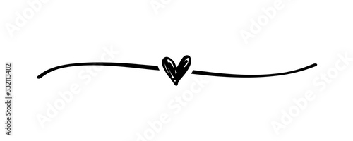 Cuadros en Lienzo Hand drawn elegant shape heart with cute sketch line, divider shape