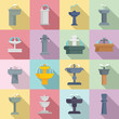 Drinking fountain icons set. Flat set of drinking fountain vector icons for web design