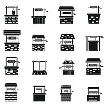 Water Well Farm Icons Set. Simple Set Of Water Well Farm Vector Icons For Web Design On White Background