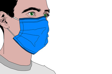 Man in medical face mask. Dangerous chinese coronavirus quarantine. Character mask protection against germs of infection. Medical disease protection concept. illustration.