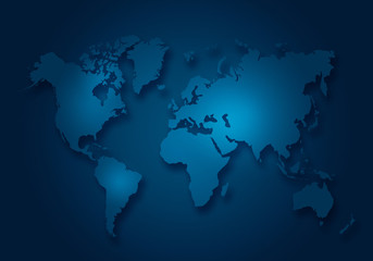 world digital outlined map background