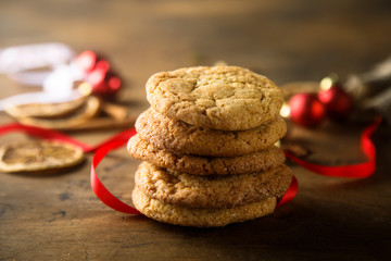 Wall Mural - Homemade ginger snaps, traditional cookies with brown sugar