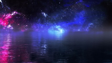 Wall Mural - 4k amazing nebula in water looped