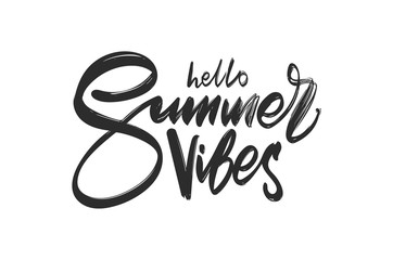 Wall Mural - handwritten type lettering composition of hello summer vibes