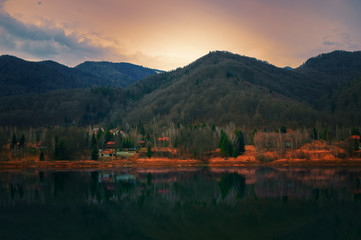 Wall Mural - the mountain autumn landscape with colorful forest