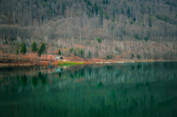 Wall Mural - the mountain autumn landscape with colorful forest